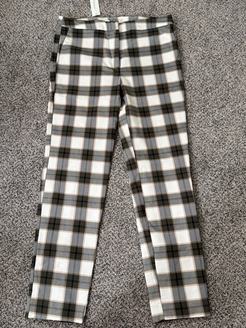Plaid Straight-Leg Men's Pants - green 
 & White